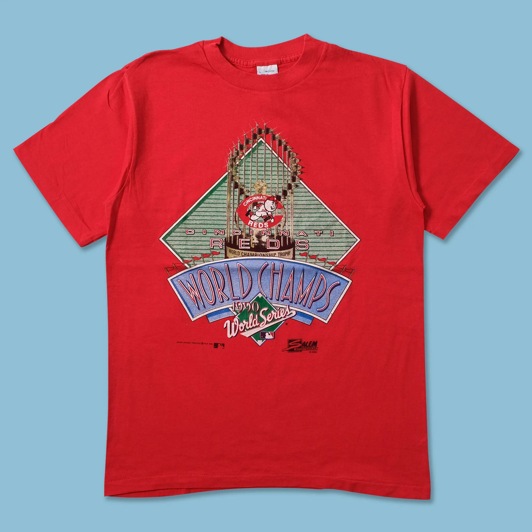 crew neck Daily Trend Look 1990 Cincinnati Reds T-Shirt Small