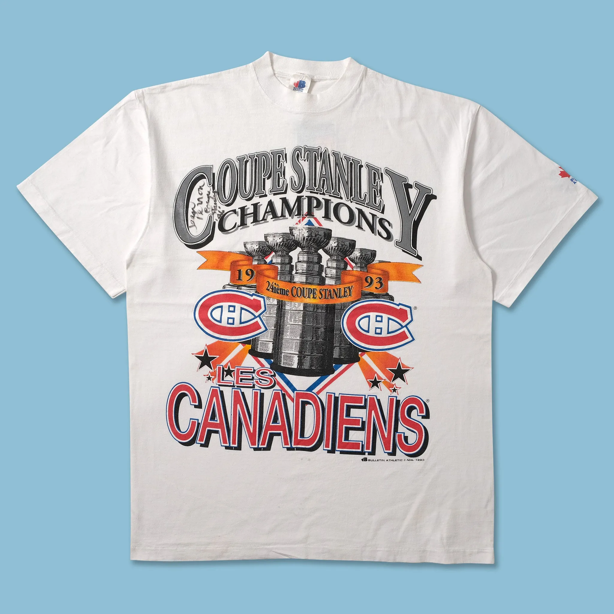 1993 Montreal Canadiens T-Shirt Large Longline Hemline WrinkleResistant