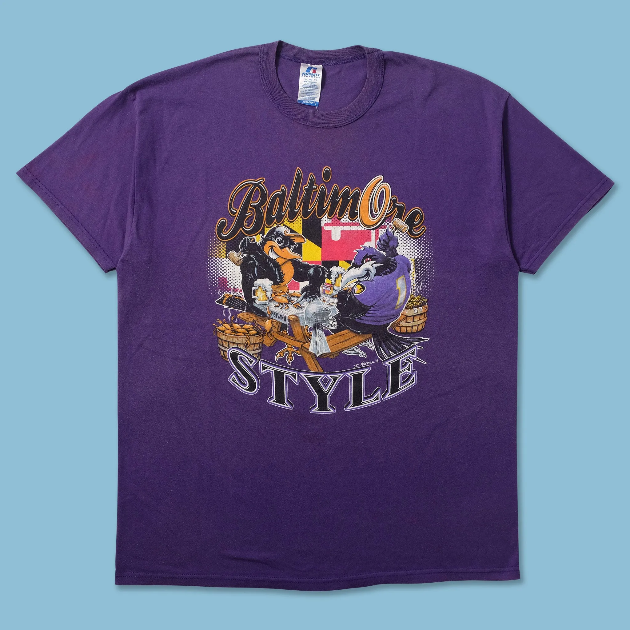 2013 Russell Baltimore Ravens T-Shirt XLarge Abstract print