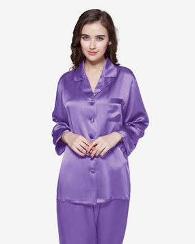 Minimalist Stitching 22 Momme Full Length Silk Pajamas Set