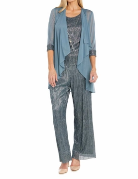 3-Piece Jacket Tank Pants Evening Set In Spruce Sustainable Manufacturing