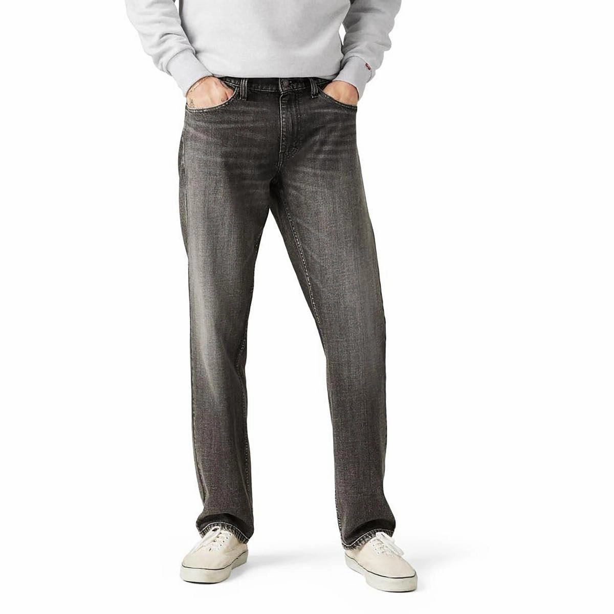 559 Mens Faded Denim Straight Leg Jeans Circular Knit Construction Night Out Rainy Day
