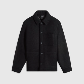 A.P.C. Veste Emile Logo Outerwear - Black Windproof Hood Thermoregulating Lining