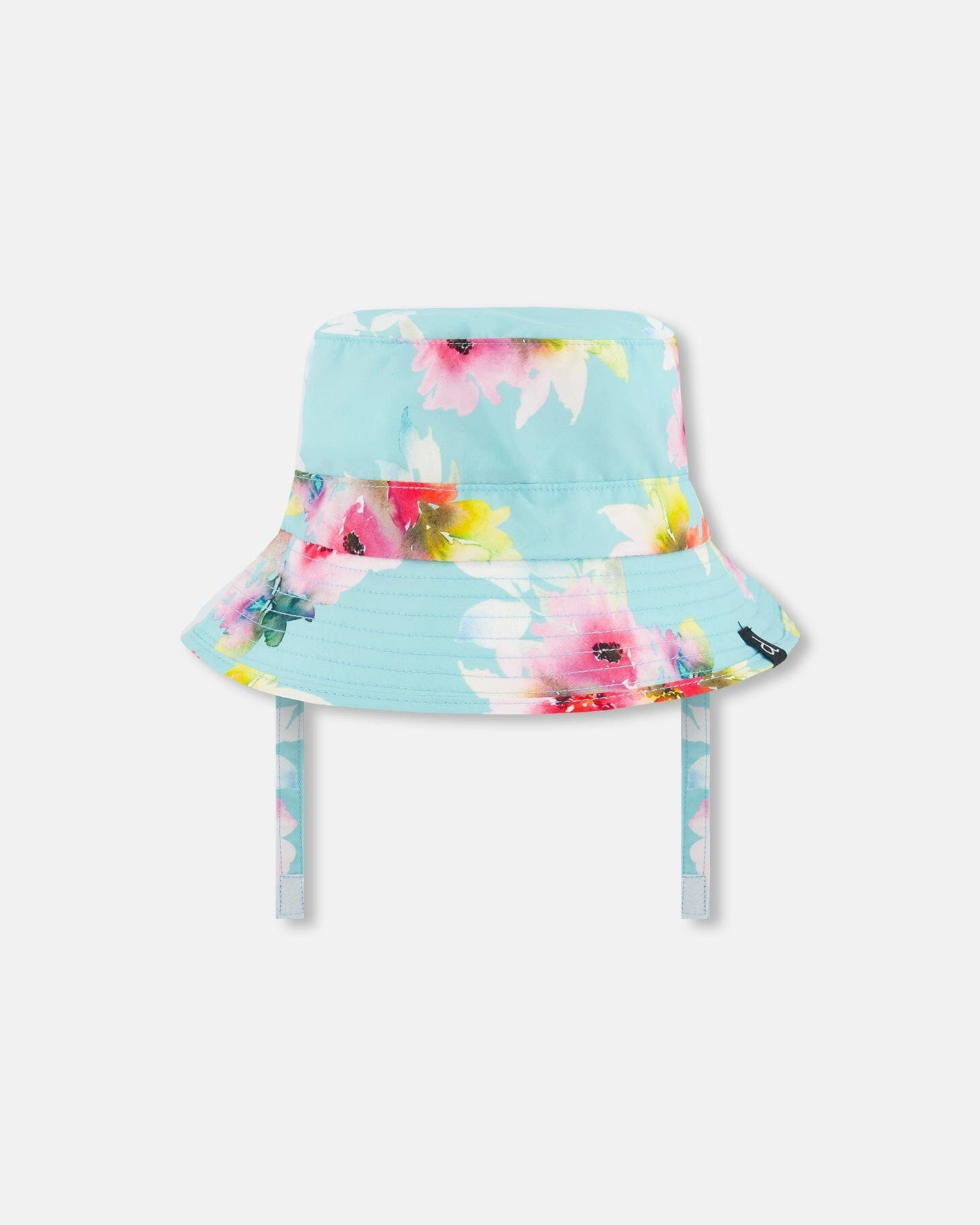 Printed Beach Sun Hat Turquoise And Pink Flowers Abrasion Resistant Seams