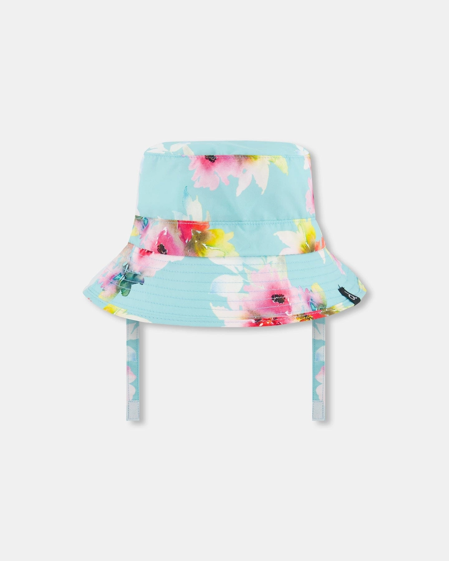 Printed Beach Sun Hat Turquoise And Pink Flowers Tummy-Control Beach-ready