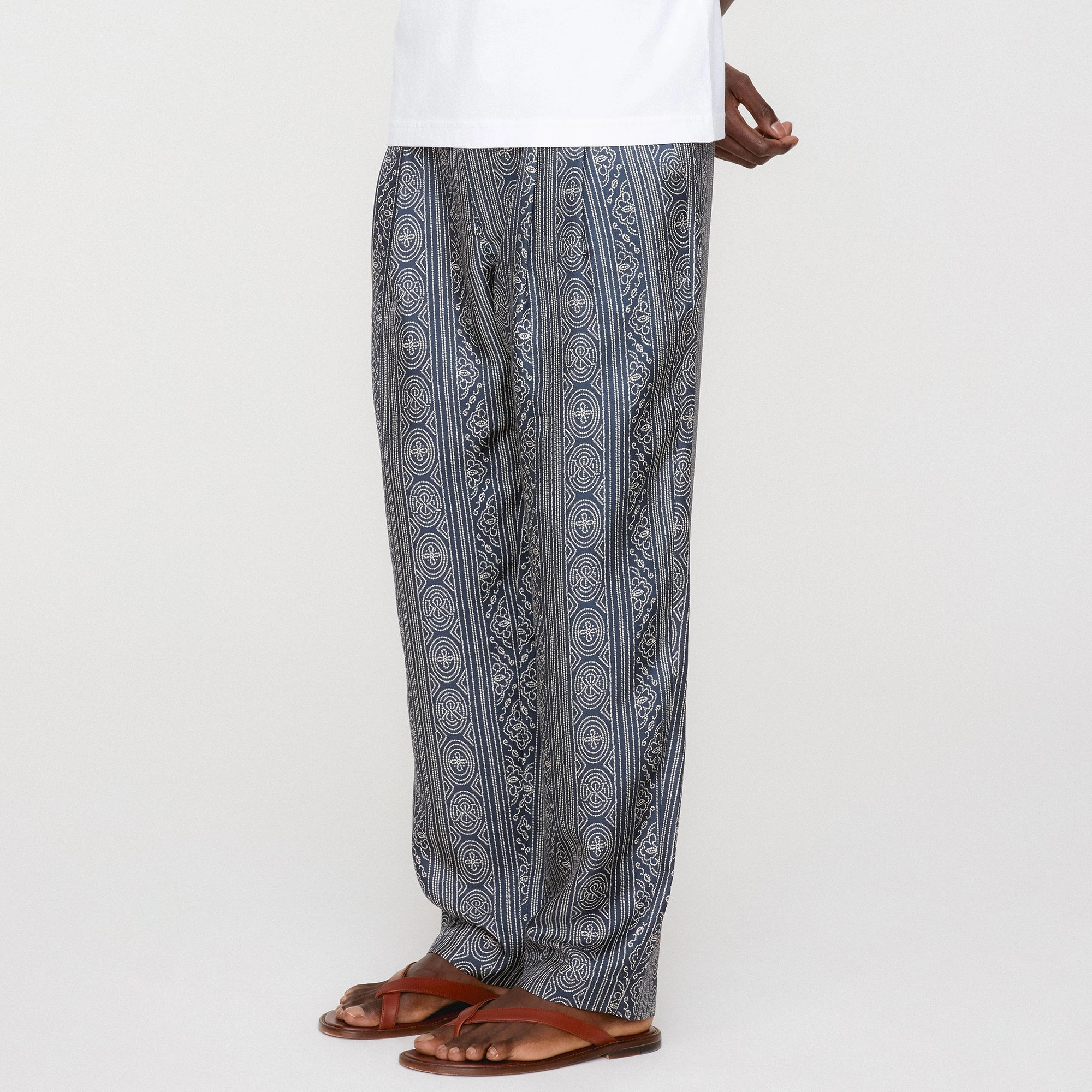 Smart Style &Kin Batik Stripe Pleated Ari Trouser - Nocturnal