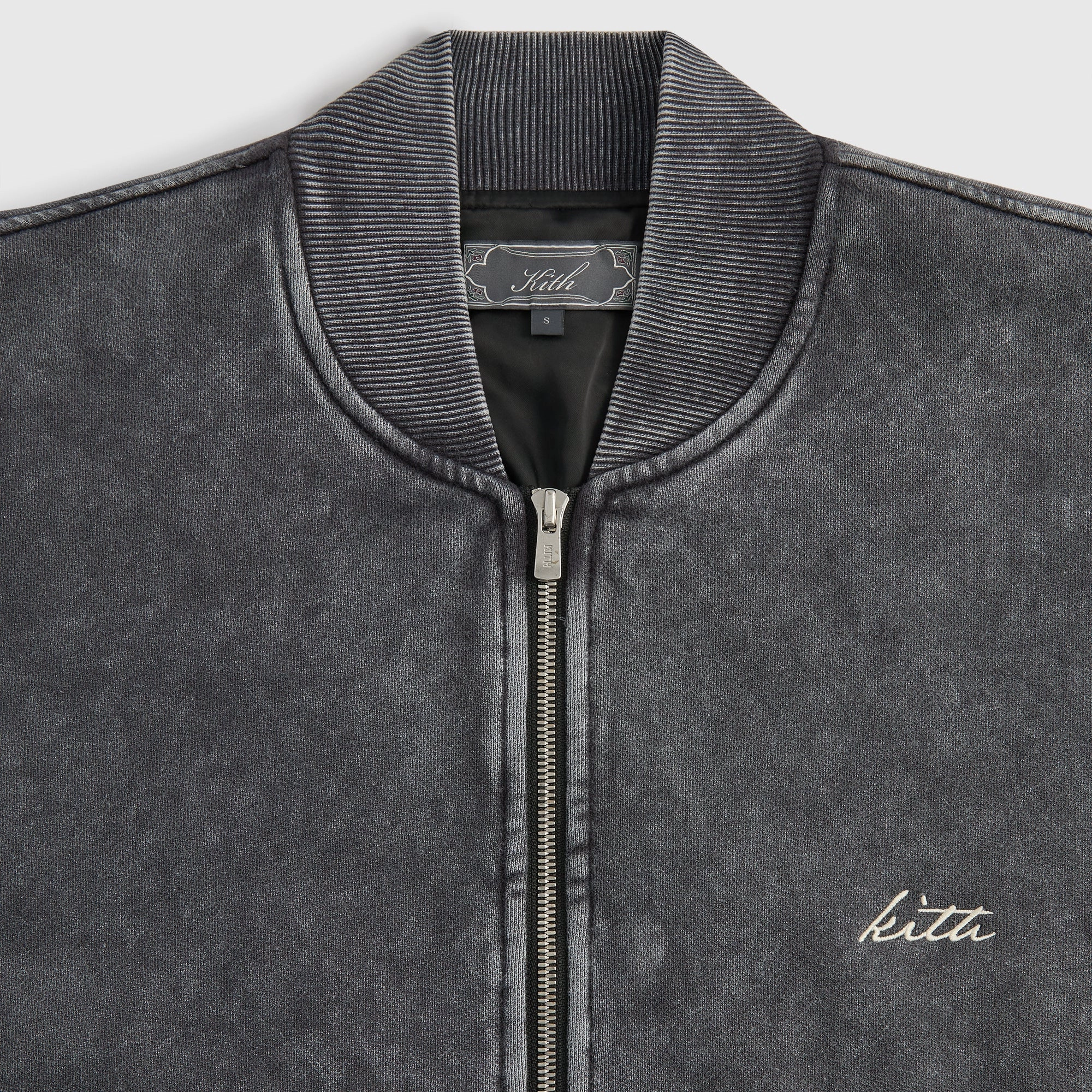 Low Profile Logoing Travel Layer Kith Antique Wash Avery Bomber Jacket - Black