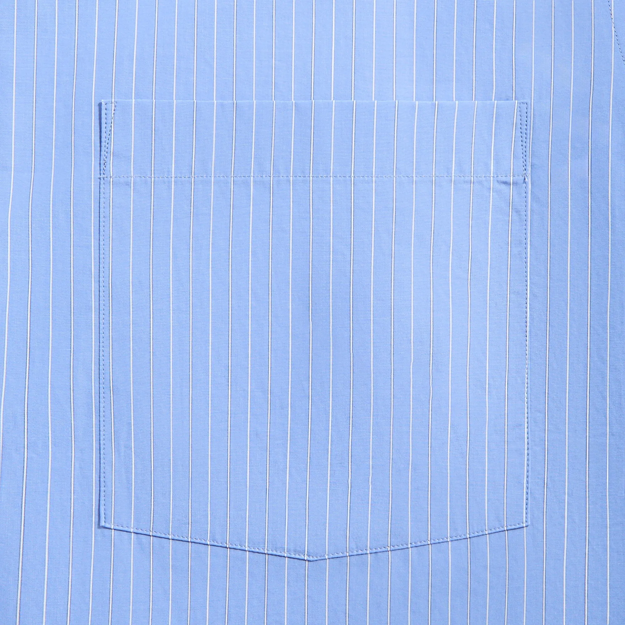 Auralee Suvin High Count Cloth Stripe Half Sleeved Shirt - Blue Stripes Denim Blend Lounge Wear