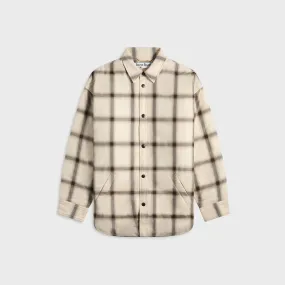 Acne Studios Flannel Button-Up Shirt - Beige / Multi Seamless Shoulder Construction Petite Option