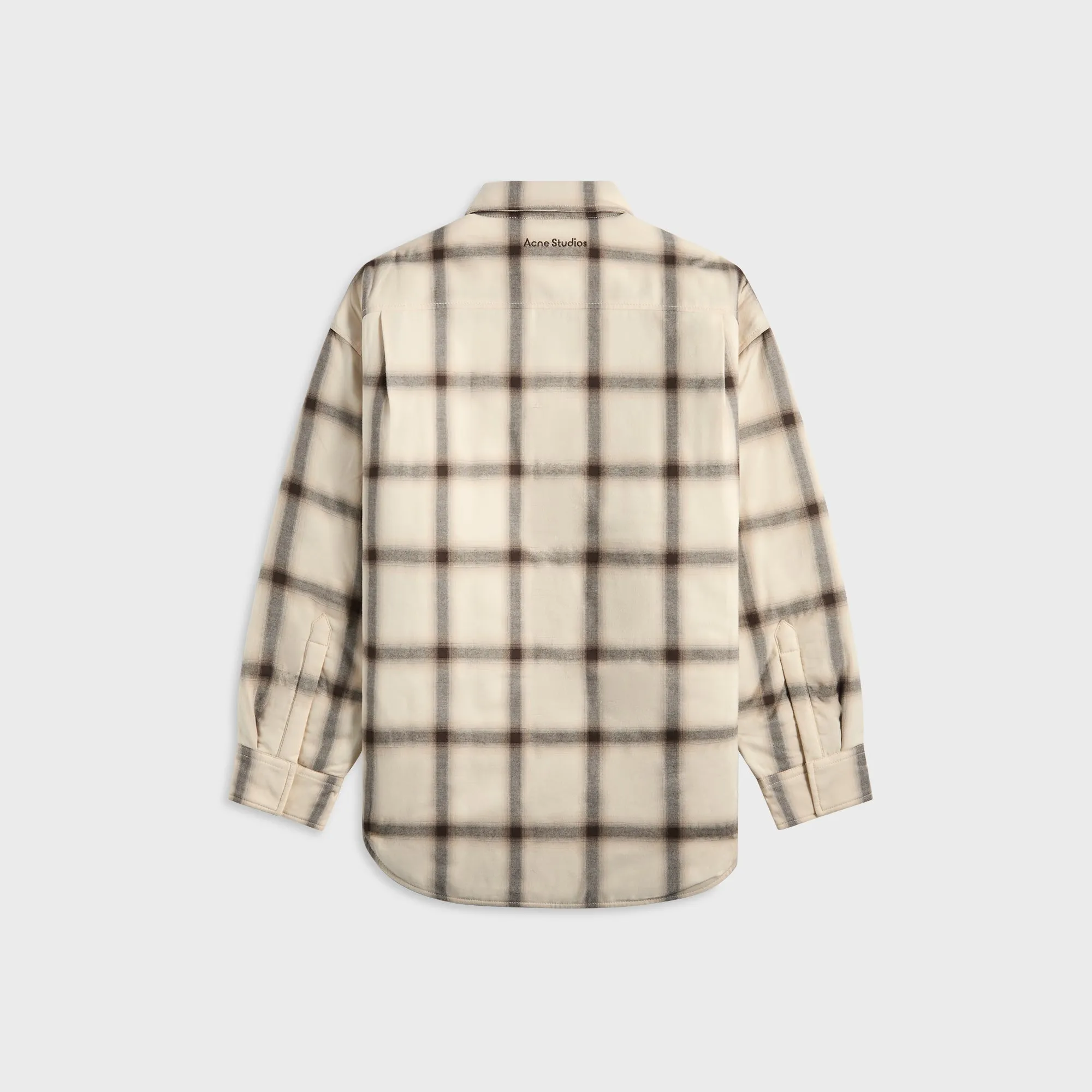 Stylish Detail Metallic Finish Acne Studios Flannel Button-Up Shirt - Beige / Multi
