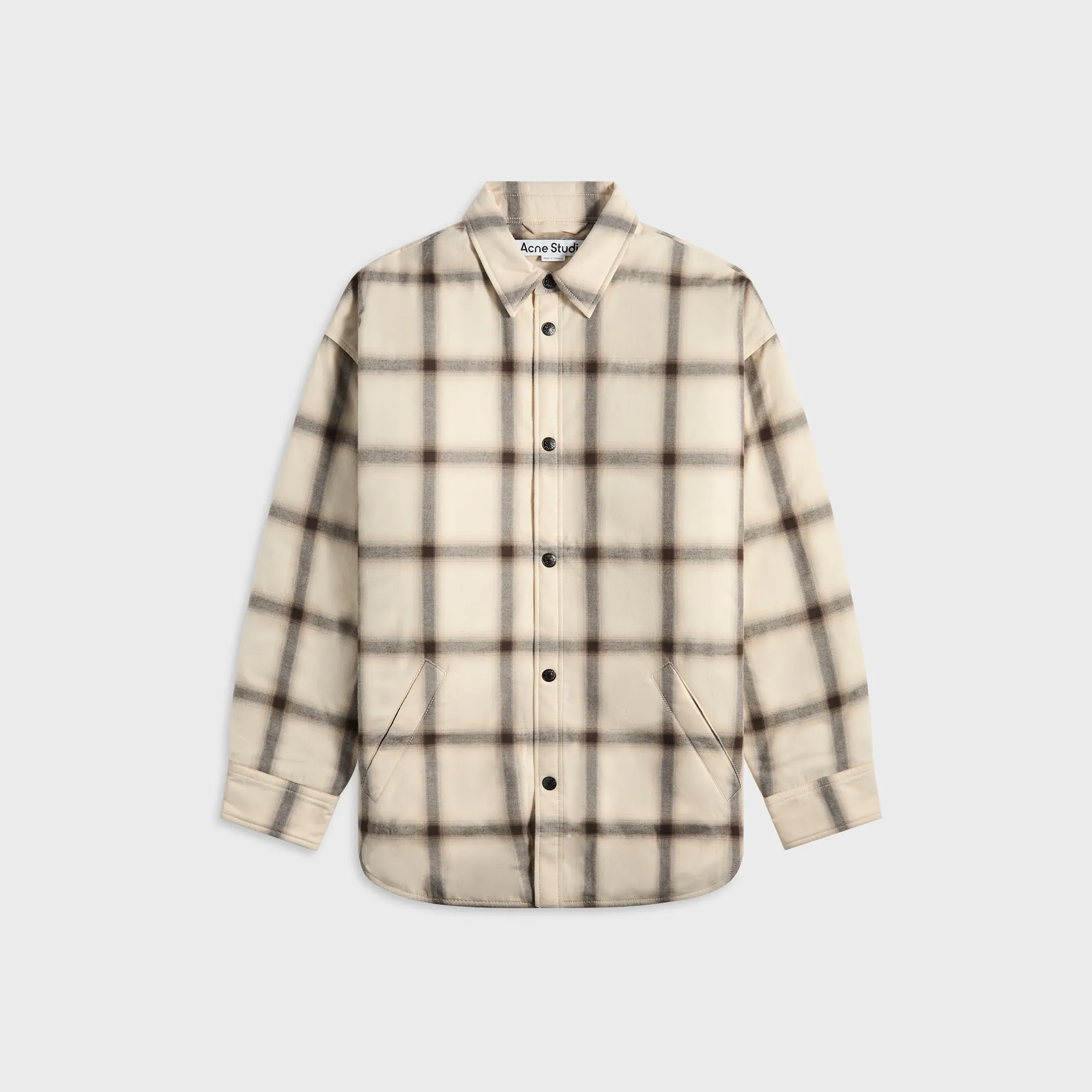 Acne Studios Flannel Button-Up Shirt - Beige / Multi Distressed finish