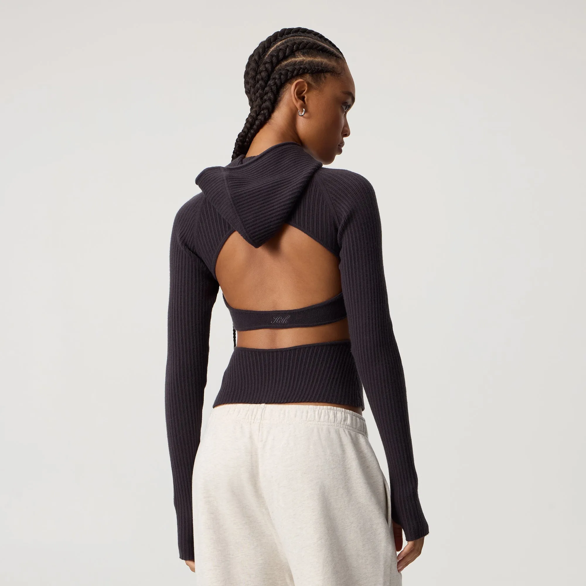 Kith Women Mina Backless Sweater Hoodie - Hematite performance test Blend