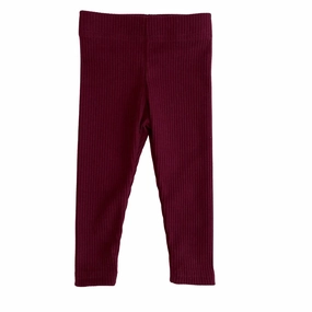 Comfort Cushioning Kid's Ribbed Leggings In Maroon