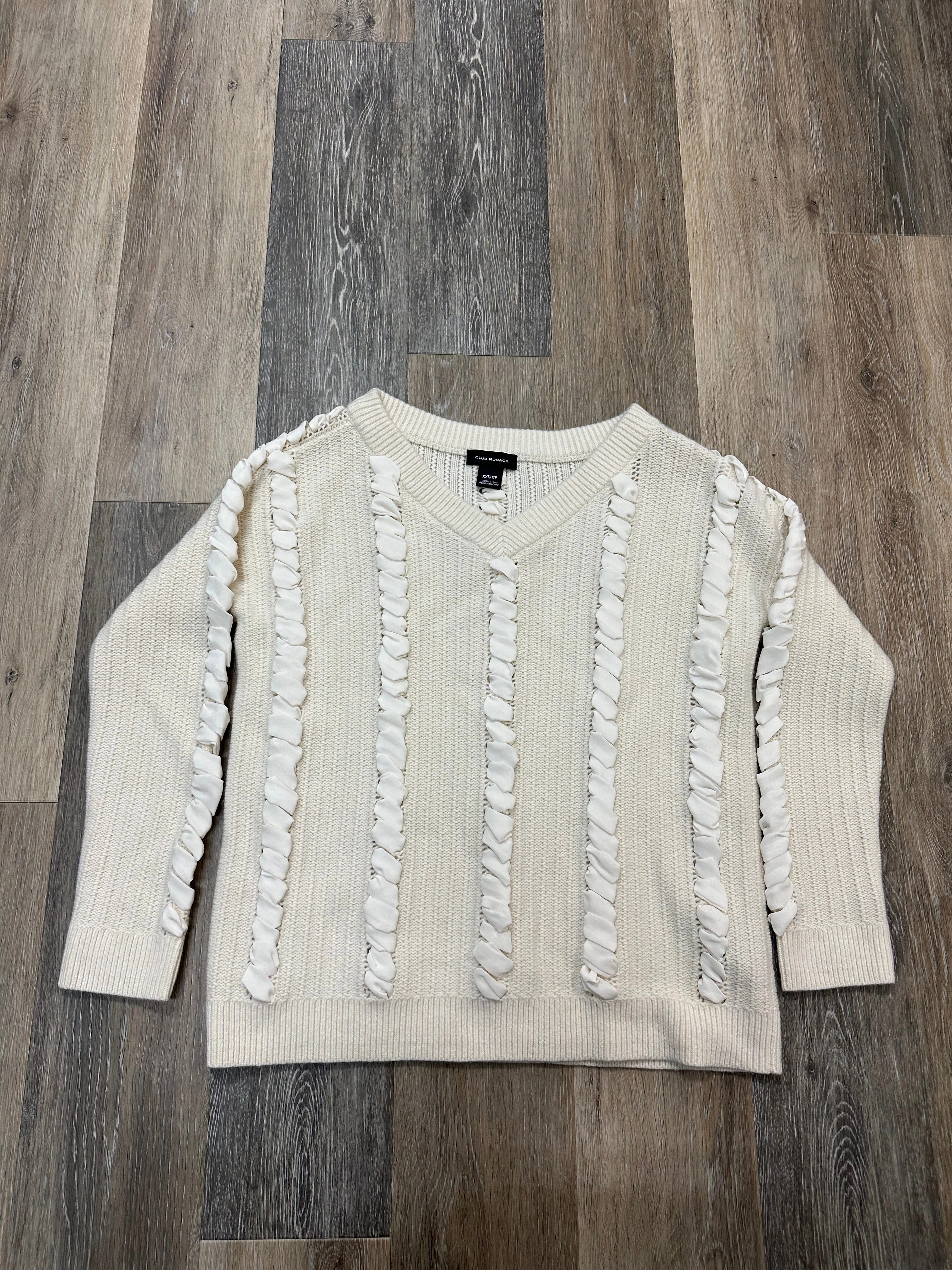 VNeckline StaticResistant Material Sweater By Club Monaco In White, Size: Xxs