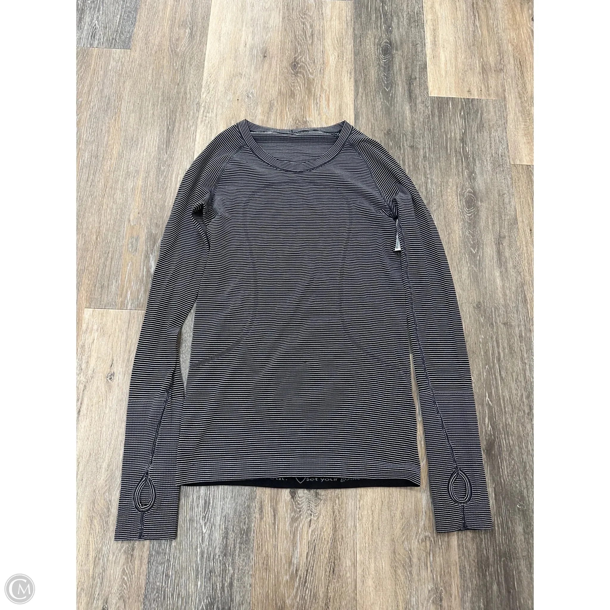 Athletic Top Long Sleeve Crewneck By Lululemon In Black & White, Size: 6 Long Sleeve Tee Structured Shoulder