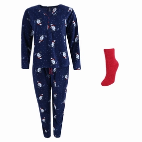 LowProfile Stitching Eco Friendly Dye Women's Polar Bear Henley and Jogger Sleep Set
