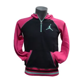 StretchKnit Stretchable Waistband Nike Jordan Girls Fleece Hoodie Cosy warm 1-2 Zip Hoodie with hood Pink Black