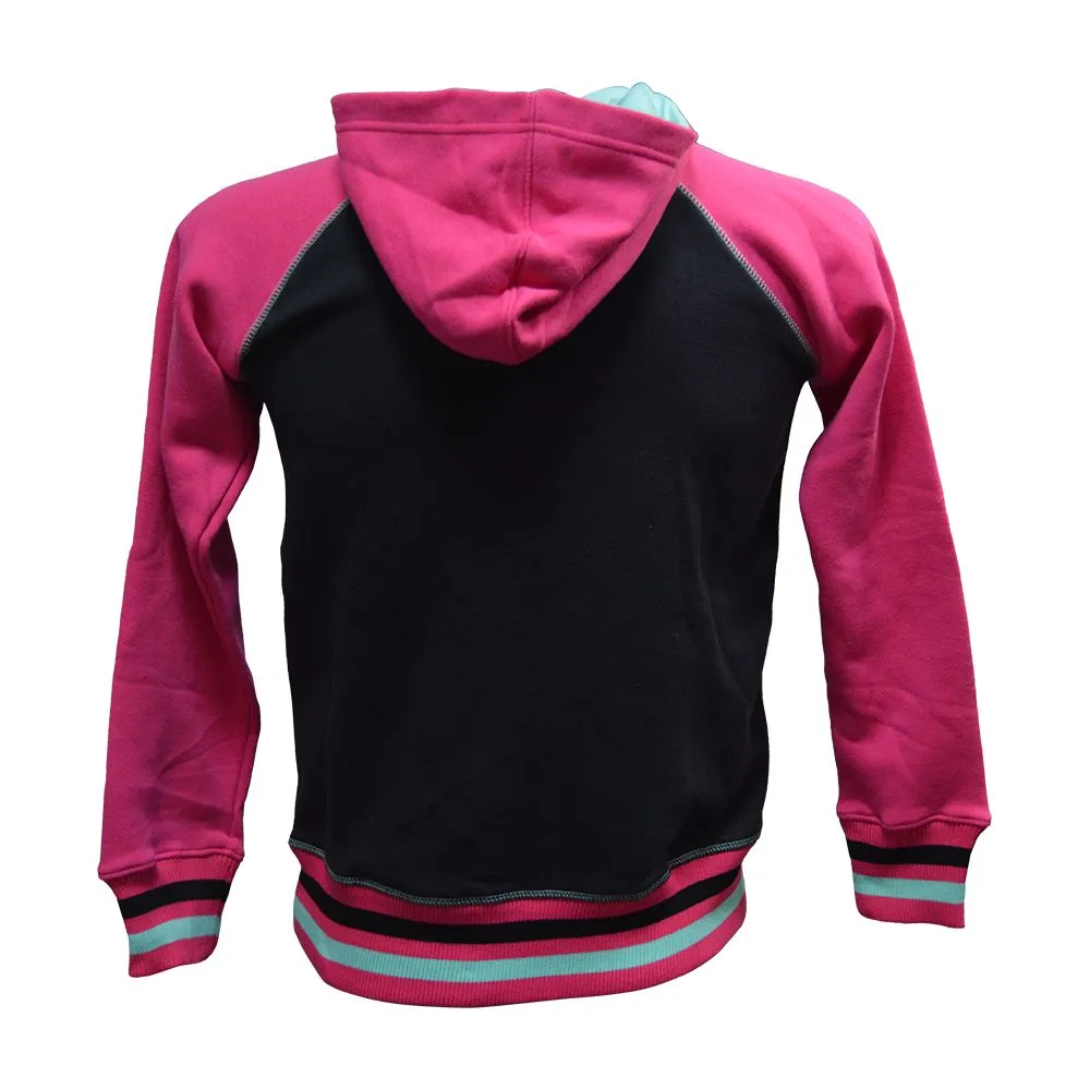 Nike Jordan Girls Fleece Hoodie Cosy warm 1-2 Zip Hoodie with hood Pink Black Bound Seam Edges Drop Shoulder Design