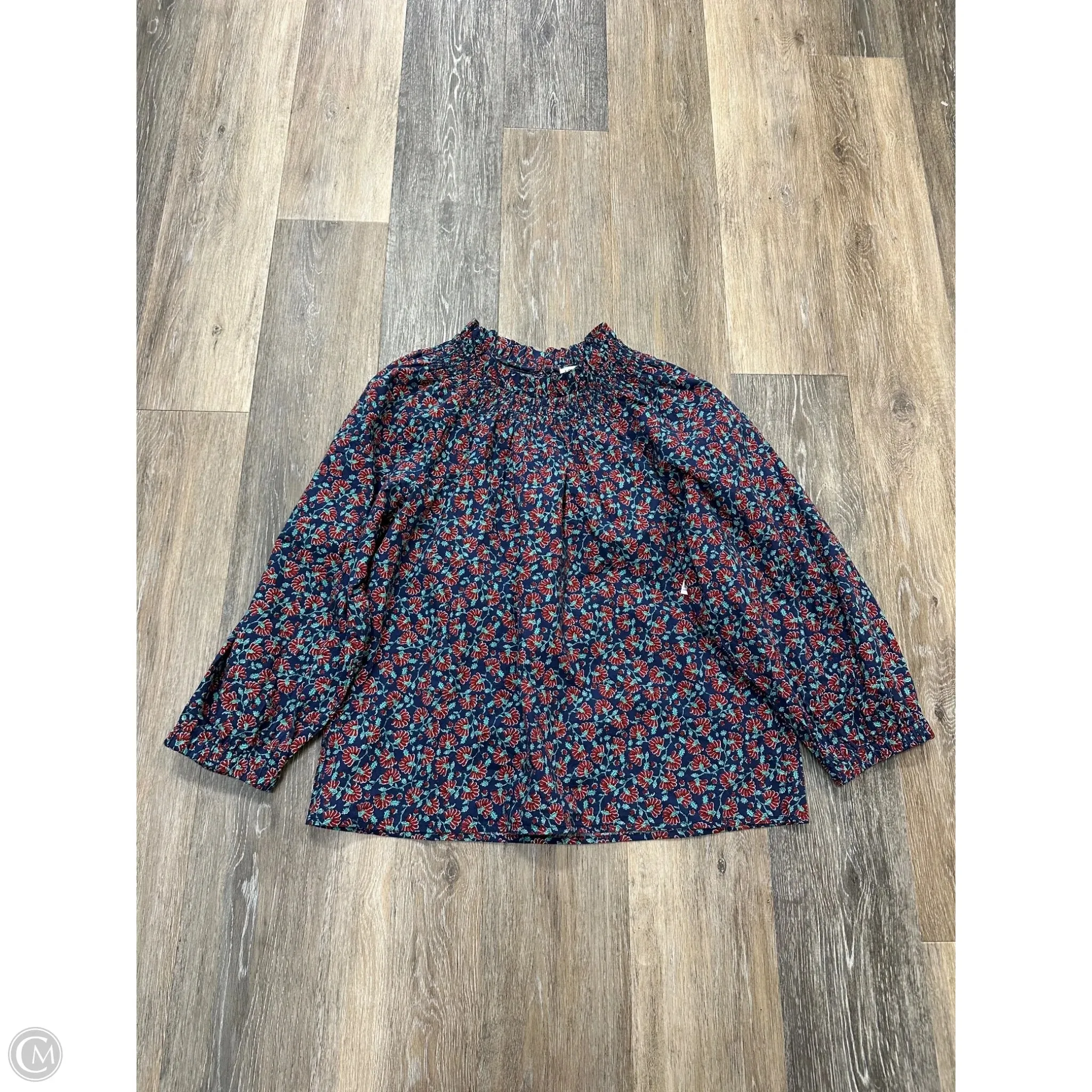 Laser Cut Edges Blouse Long Sleeve By J. Crew In Multi-colored, Size: M
