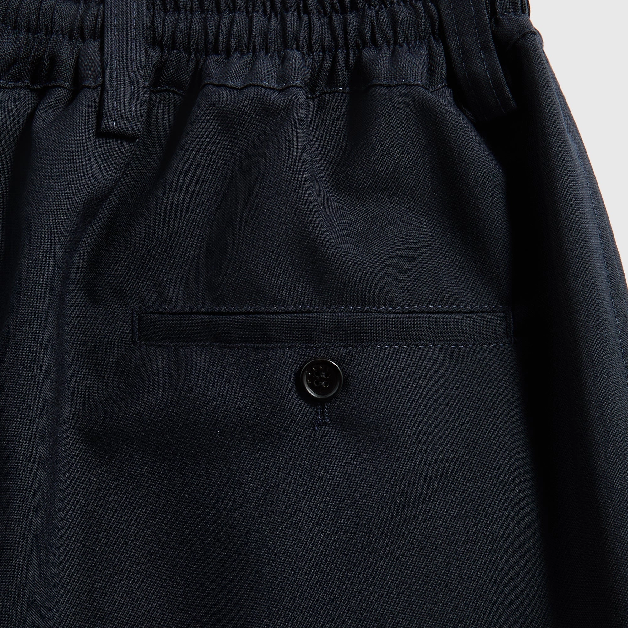Loose cut Marni Tropical Wool Cropped Drawstring Trousers - Blue / Black