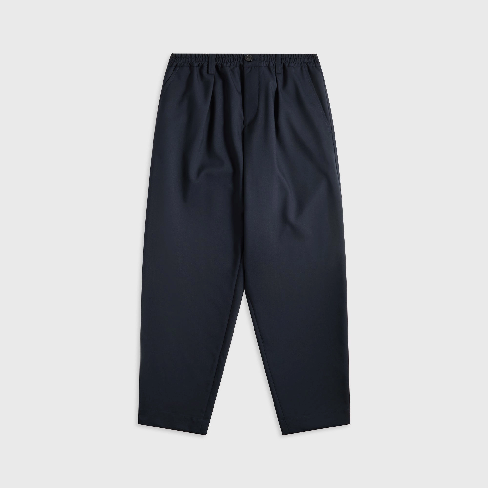 Marni Tropical Wool Cropped Drawstring Trousers - Blue / Black Clean Cut Metallic accents