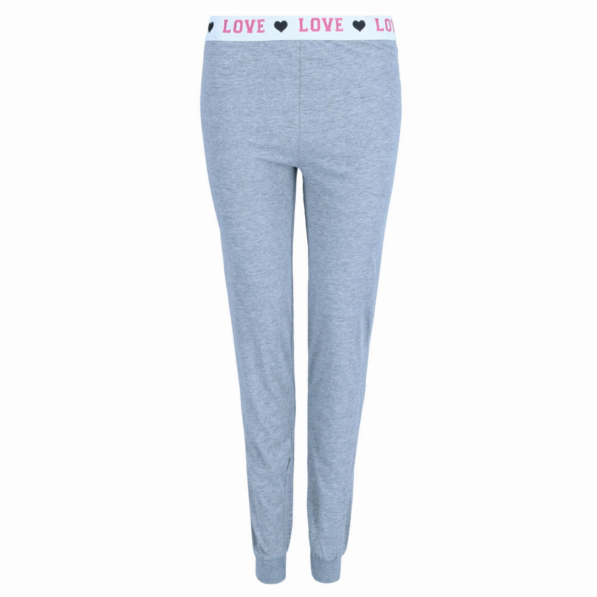 Women's Solid Knit Pajama Pants DoubleStitched Hems Layered Collar