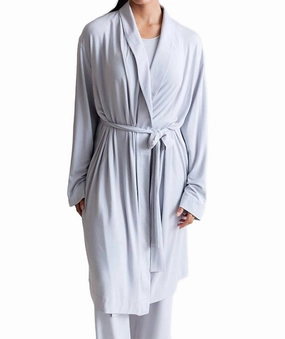 Collagen Lounge Robe In Pearl Grey Layered Hem Design Eco Friendly Design