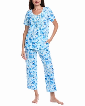 Carole Hochman 2pc Pant & Top Capri Pakama Set Layered construction