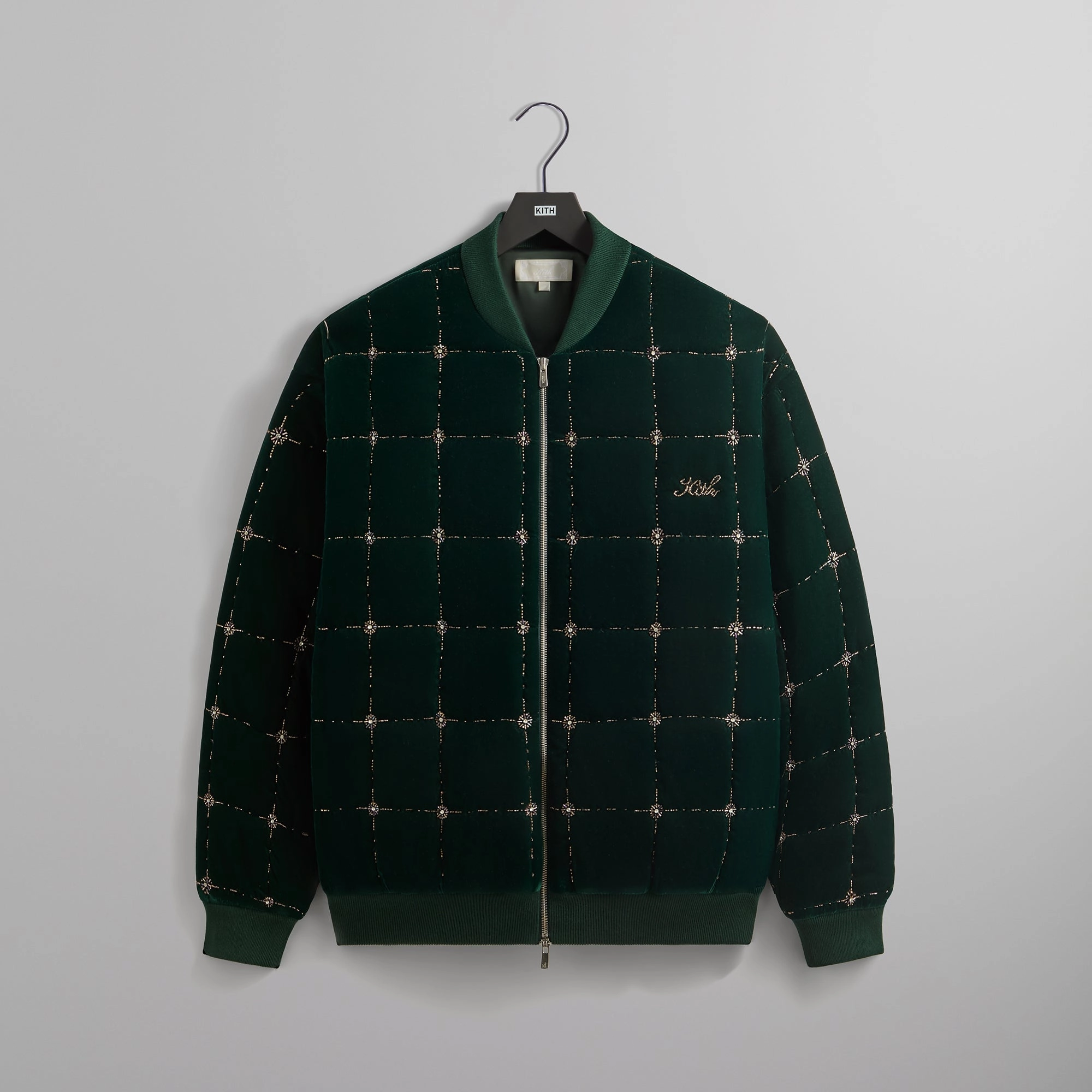 Kith Beaded Velvet Clay Bomber Jacket - Stadium DoubleLayered Collar