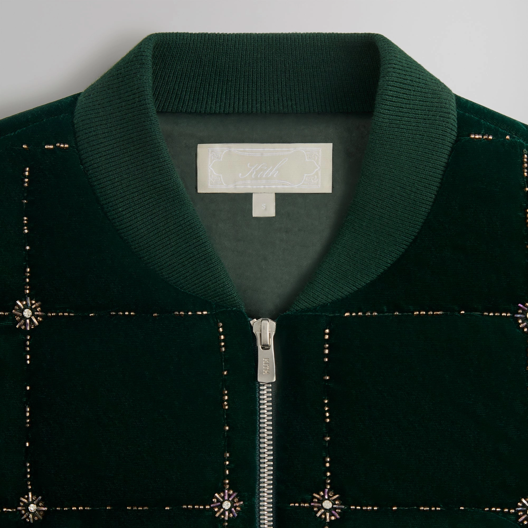 Versatile Styling Kith Beaded Velvet Clay Bomber Jacket - Stadium