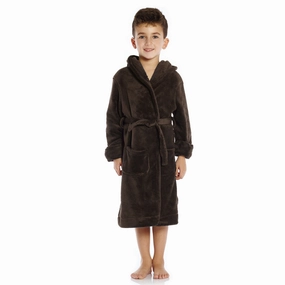 Kids Fleece Hooded Robe Neutral Solid Color Easy Care Material