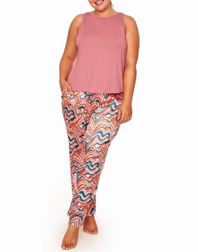 MultiPurpose Loungewear Skin Friendly Fabric Alania Women's Plus-Size Pajama Tank & Pants Set