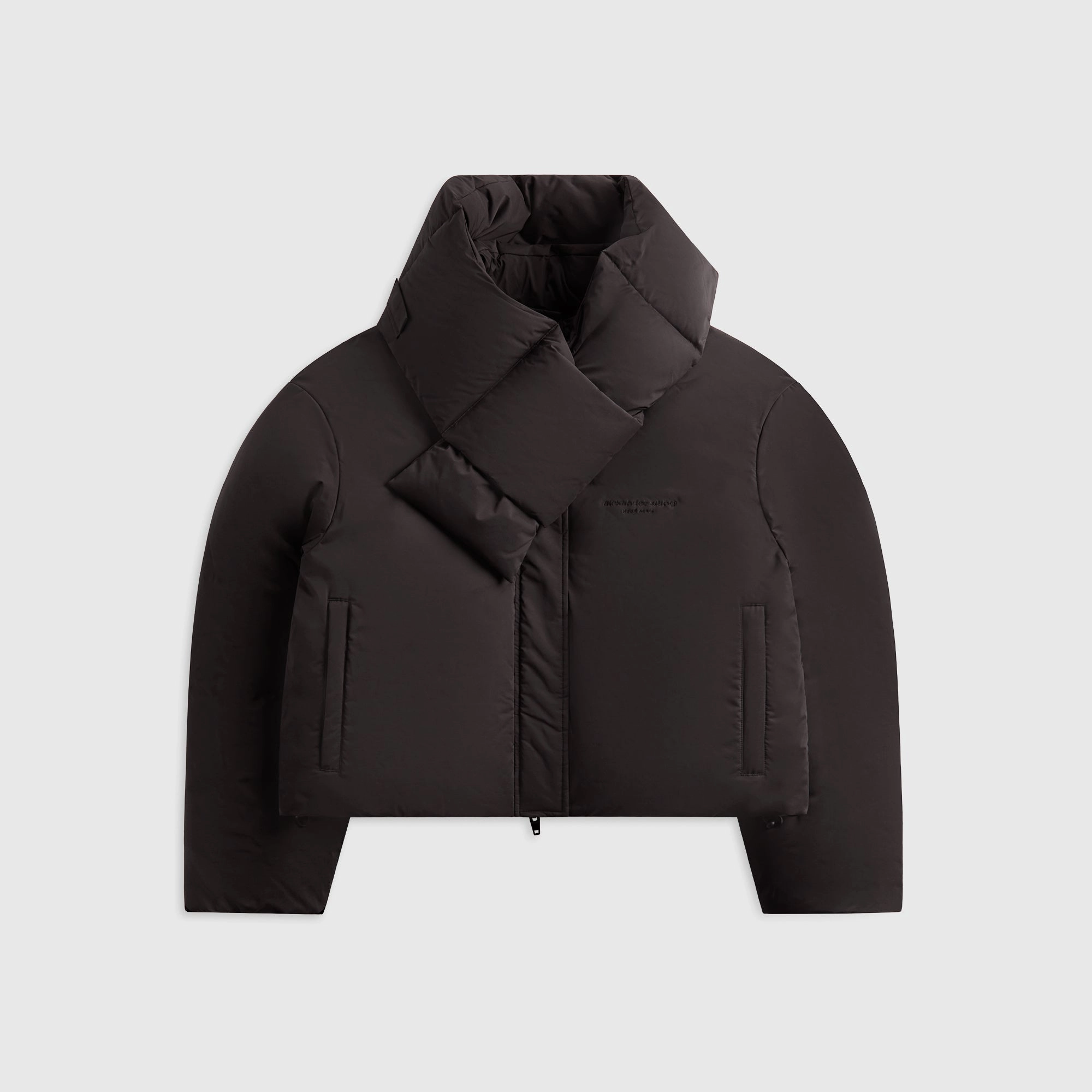WaterResistantFabric Alexander Wang Cropped Puffer with Detachable Scarf - Black