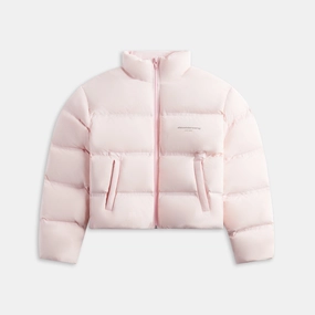 Alexander Wang Jacquard Channel Cropped Puffer with Reflective Logo - Light Pink Non Bulky Insulation Tech Climate Responsive Textile