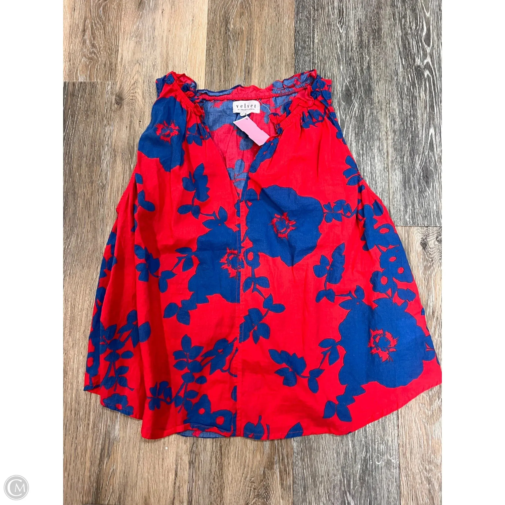 Top Sleeveless By Velvet By Graham & Spencer In Blue & Red, Size: M Anti Microbial Lining