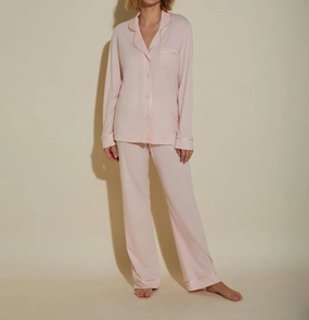 Bella Petite Long Sleeve Top & Pant Pajama Set In Pink Lilly/pink Lilly Breathable Mesh Panels