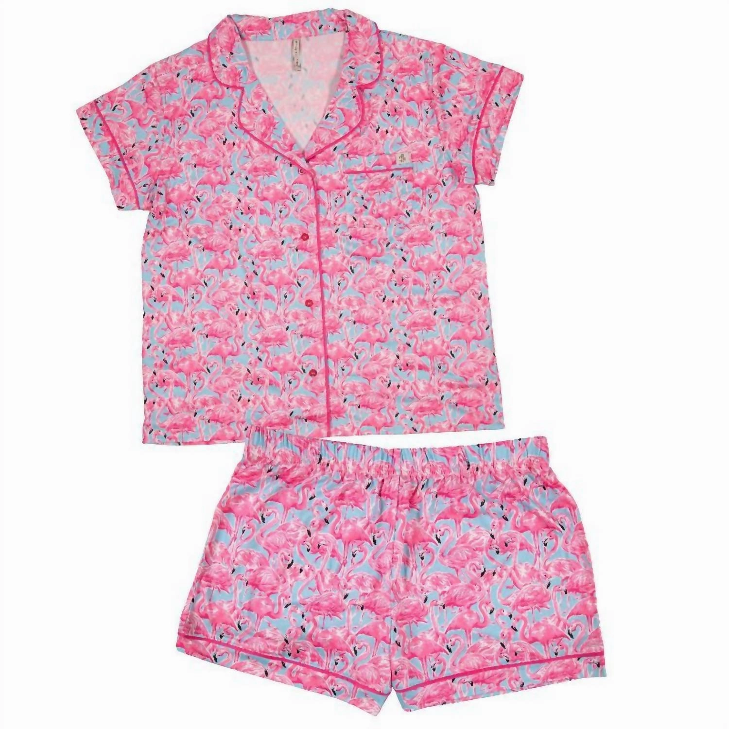 Comfortable fit EcoFriendly Material Women's Pajama Lounge Set In T-Shirt Flamingo