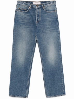 Light Blue Loose-Fit Denim Jeans Couple Look Work Ready Garment Dyed Texture