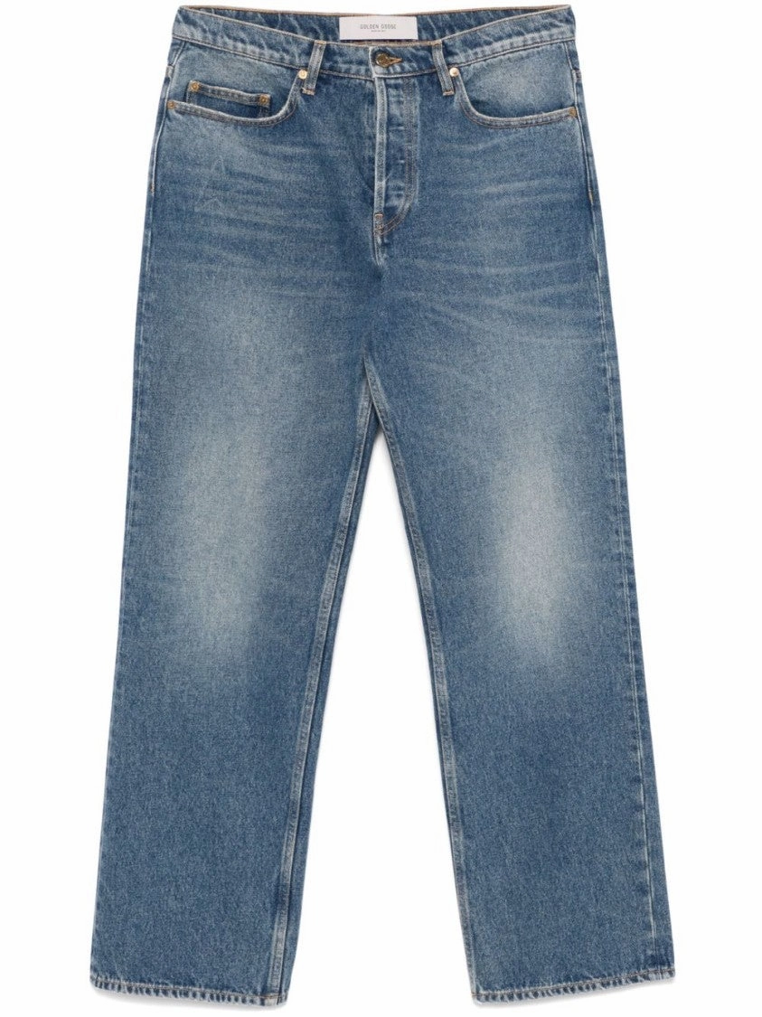 Light Blue Loose-Fit Denim Jeans Couple Look Work Ready Garment Dyed Texture
