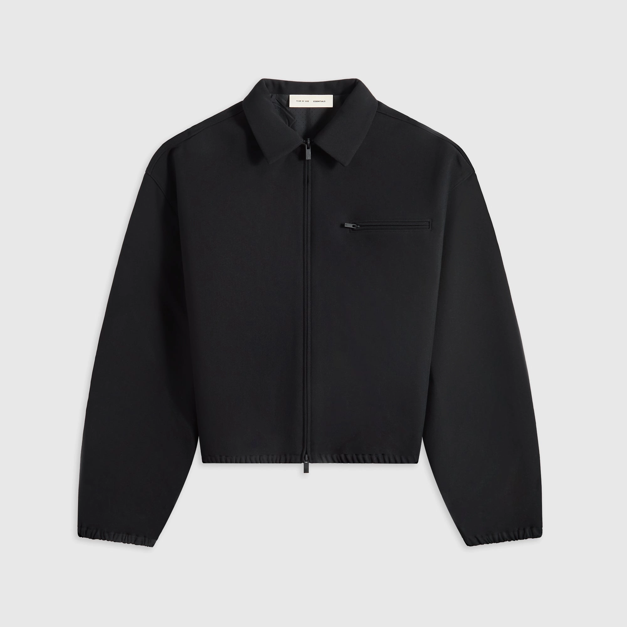 Multi Pocket Design Essentials Bonded Canvas Zip-Up Jacket - Jet Black
