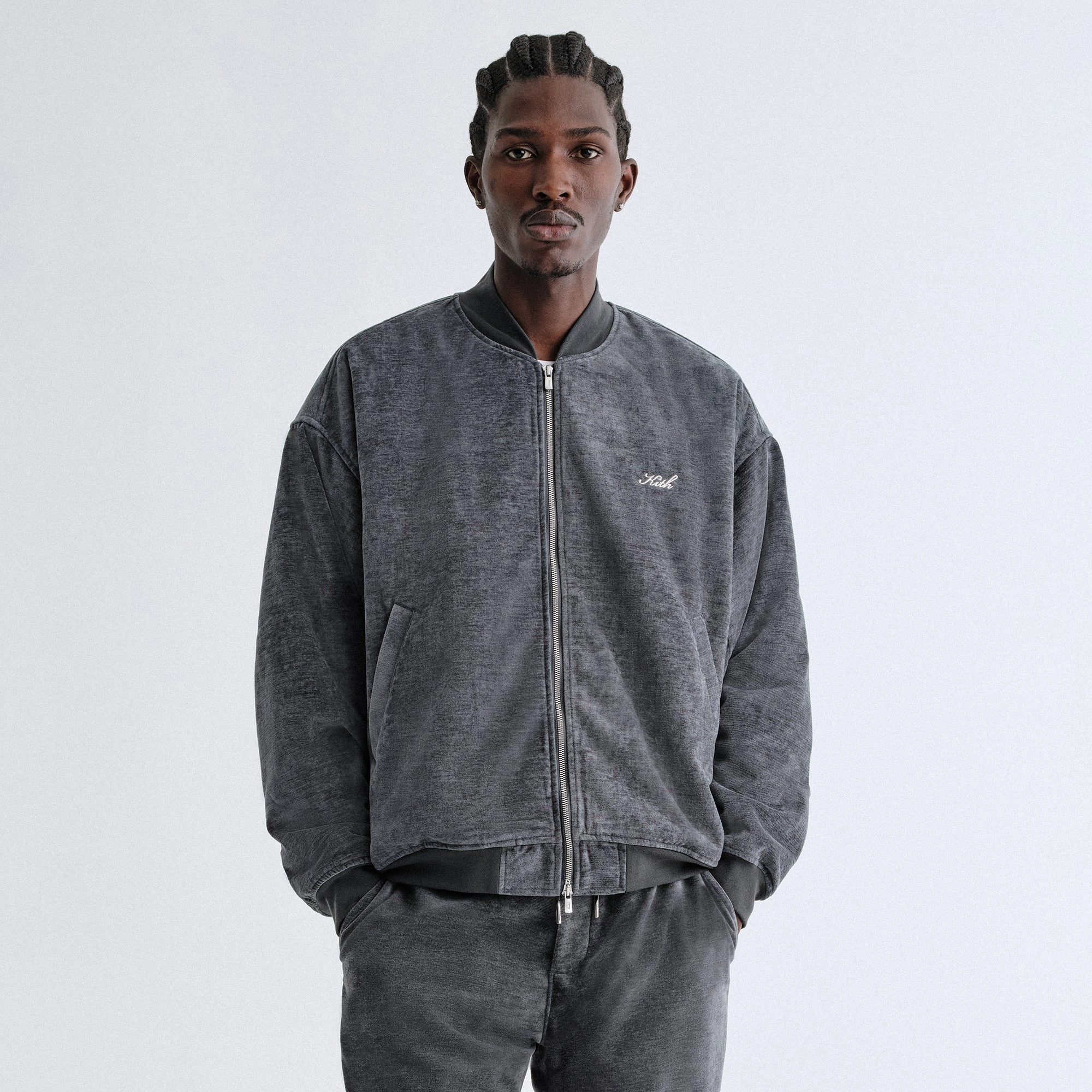 Anti Snag Fabric Waterproof Material Kith Chenille Avery Bomber Jacket - Simple