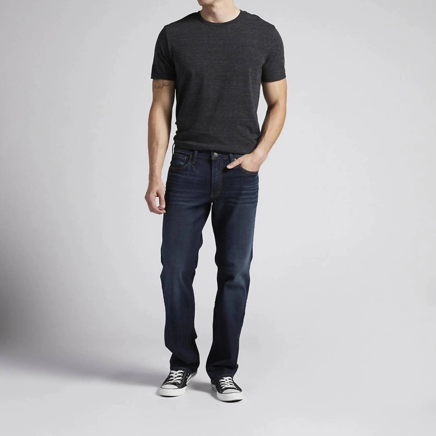 Allan Slim Fit Straight Leg Jeans In Dark Blue Minimalist Style Family Style Comfy Fashion Piece