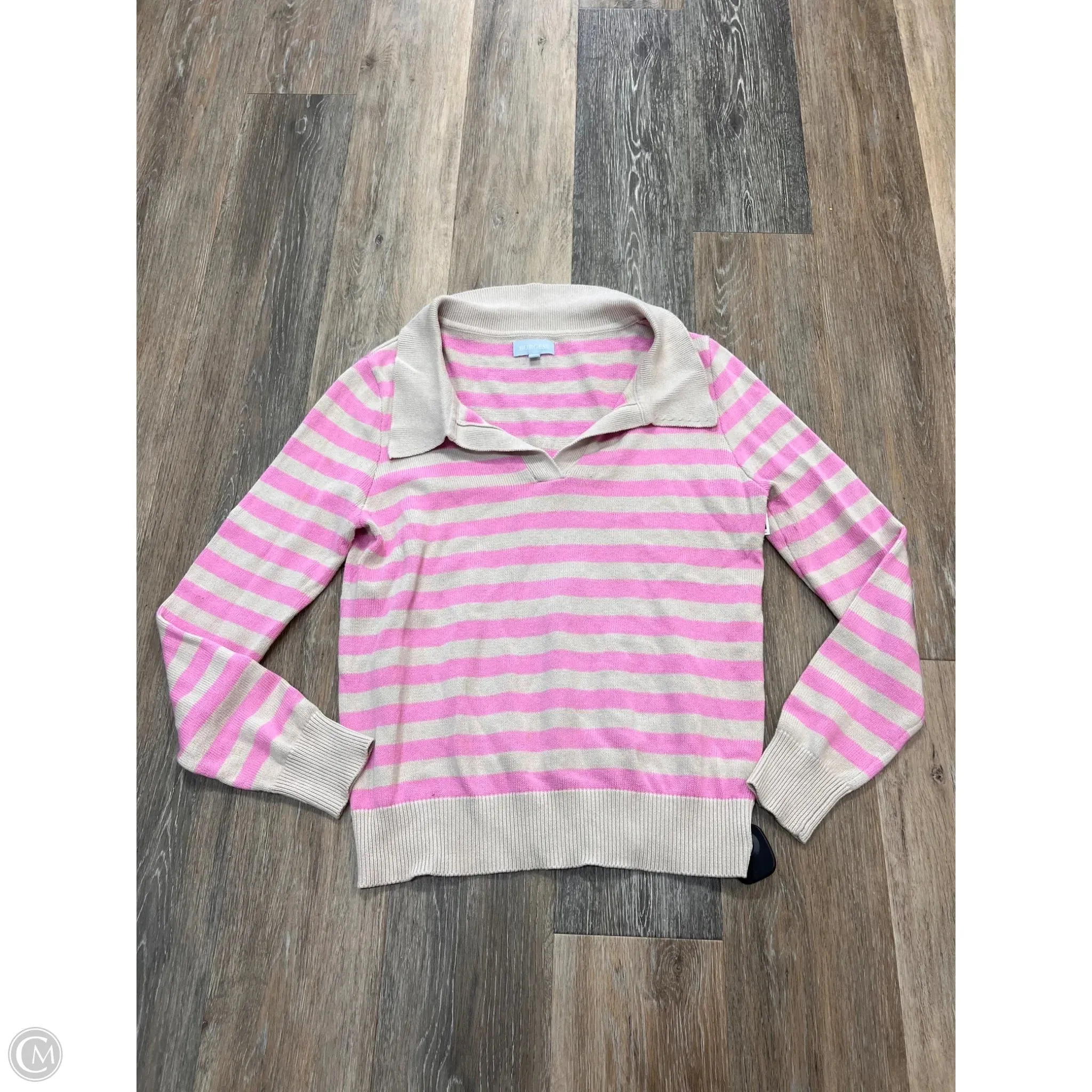ButterSoftTexture Tailored Seams Sweater By Bergess In Striped Pattern, Size: M