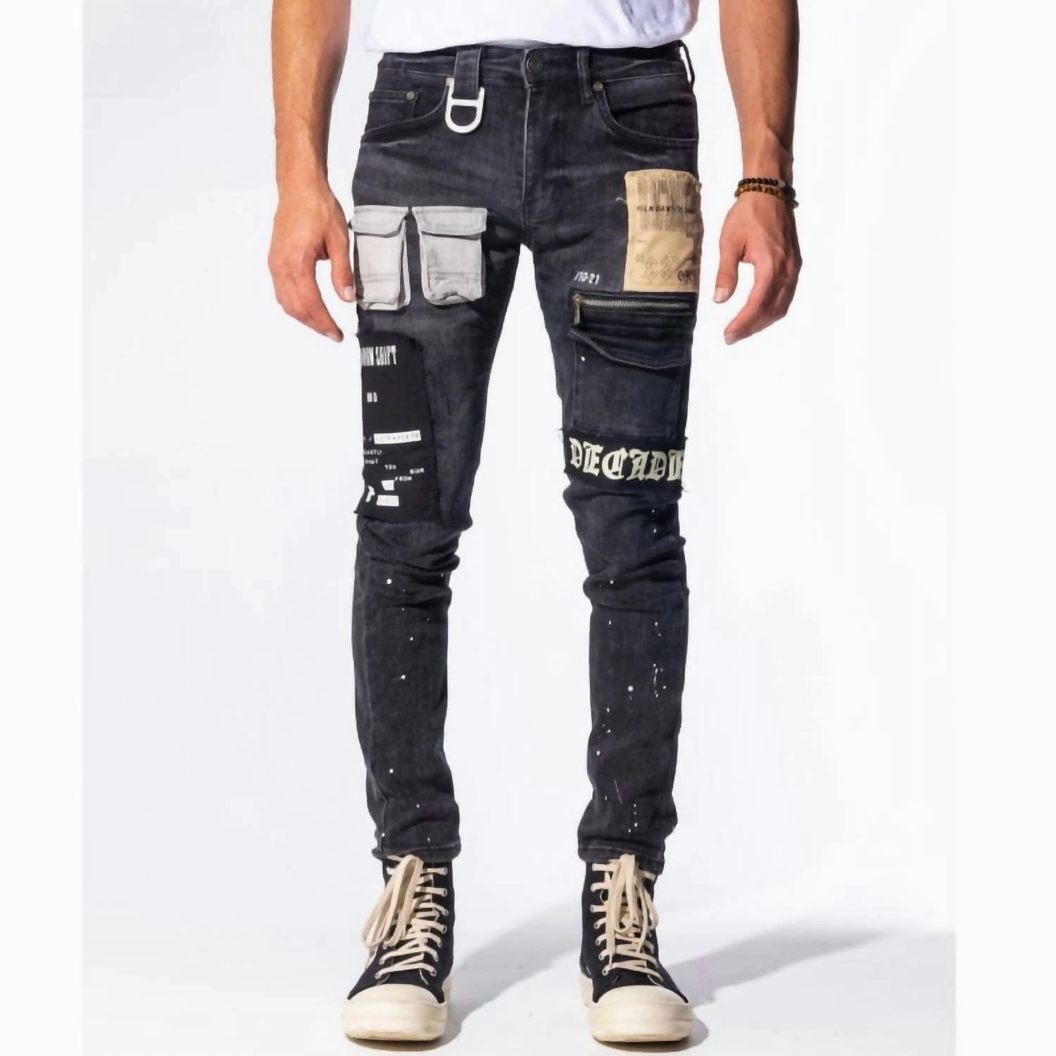 Smooth Lightweight Versatile Relaxed Style Men's Decadence Denim Jean In Jet Black/combo