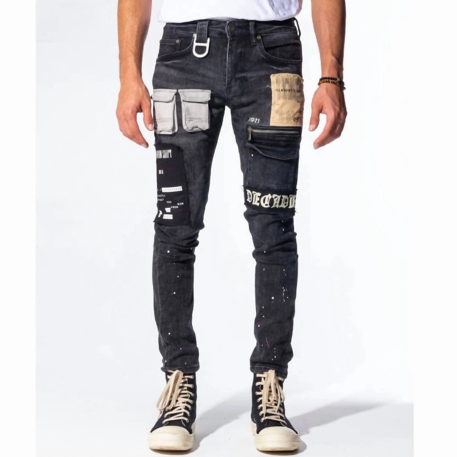 Men's Decadence Denim Jean In Jet Black/combo Breathable Travel Outfit Brunch Outfit Street Routine