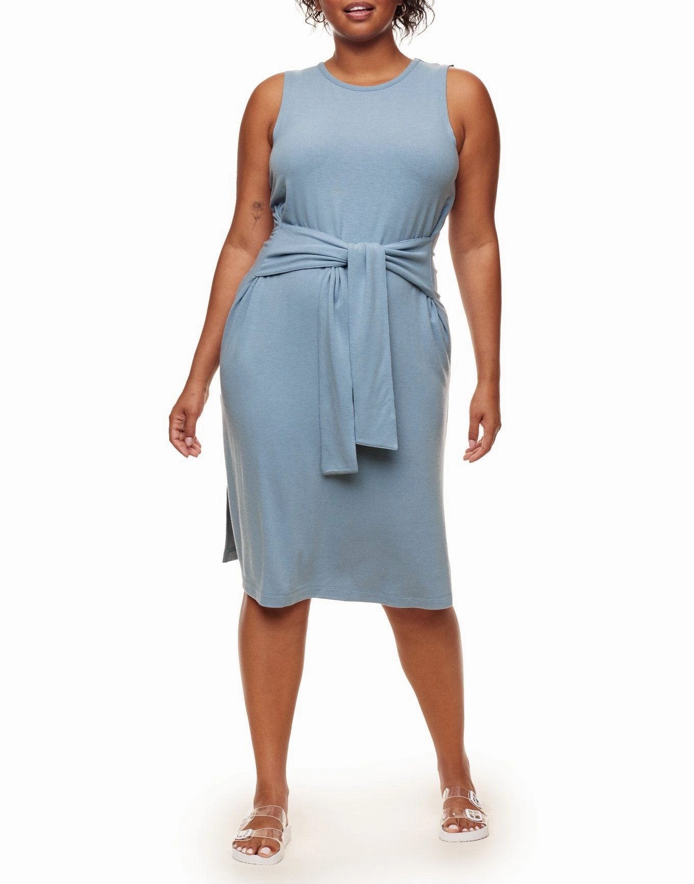 Low Impact Elastic Amare Women's Plus-Size Midi Dress