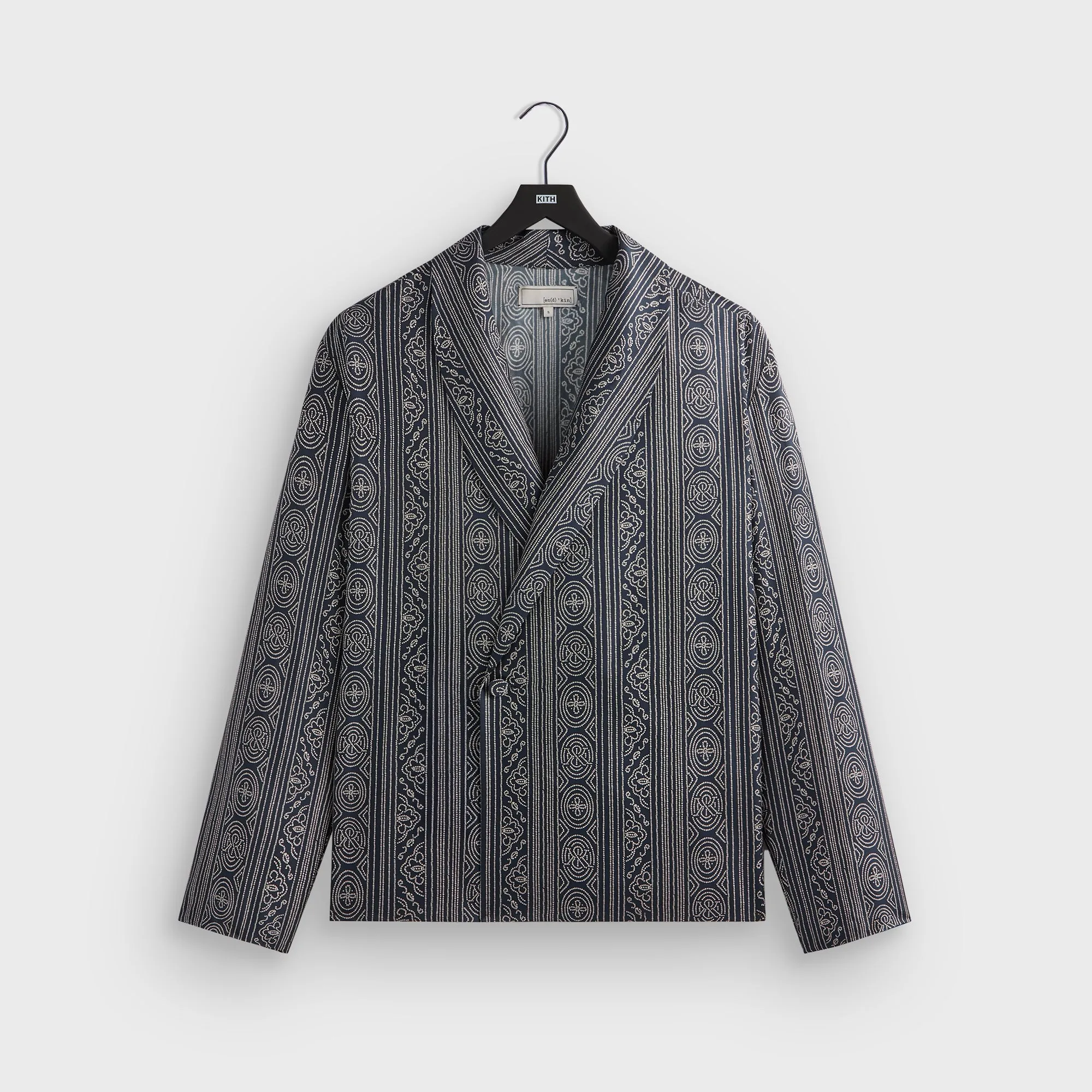 &Kin Batik Stripe Long Sleeve Thompson Crossover Shirt - Nocturnal Classic Collar Breathable Underarm Vents