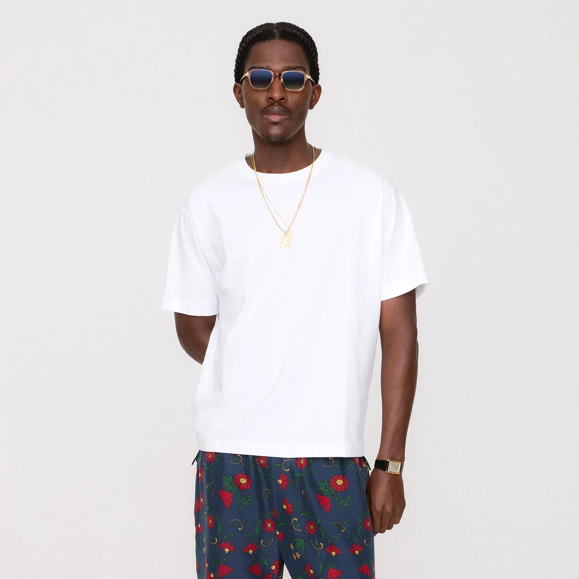 &Kin Pima Jersey Alex Boxy Tee - White Minimalist Layer Comfortable Design