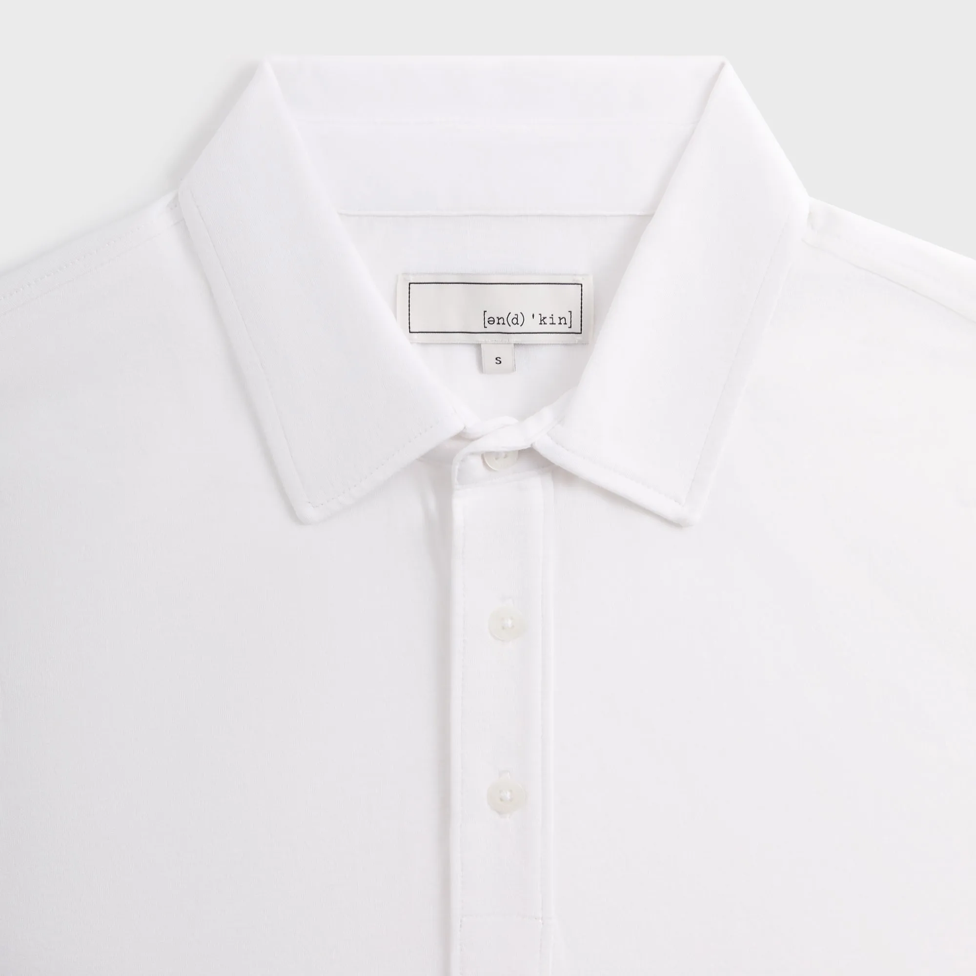 &Kin Pima Jersey Short Sleeve Heathrow Polo - White Polo Collar
