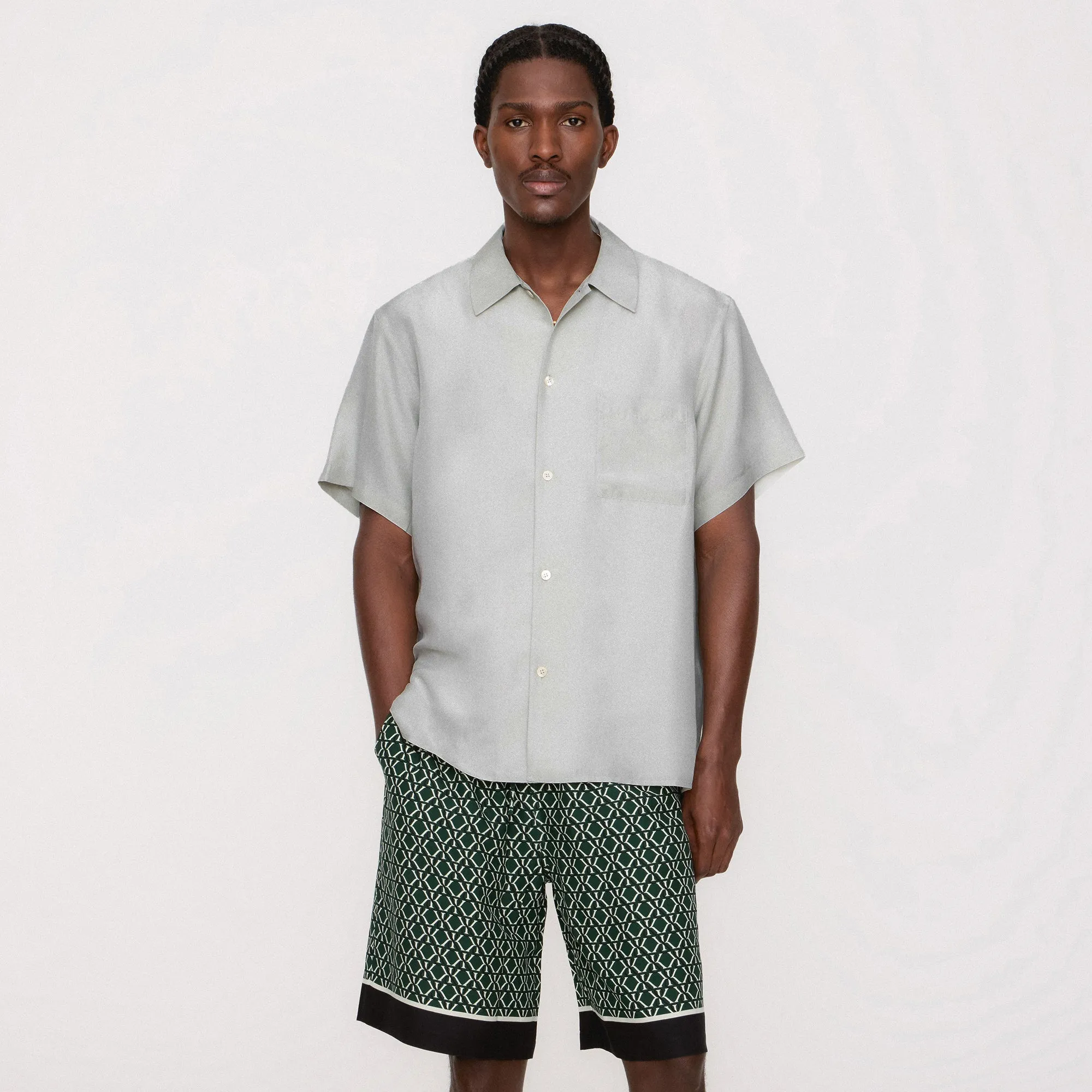 &Kin Silk Habotai Beckham Buttondown - Palais Outdoor Adventure Job Interview